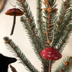 Handmade Mushroom Ornament - Clementine Rind Tree Decor - Image 3