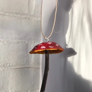 Handmade Mushroom Ornament - Clementine Rind Tree Decor - Image 1