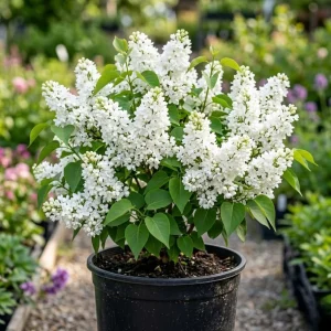 White Lilac Bush Live Plant - Syringa vulgaris - Fragrant Shrub - 4" Pot - Image 1