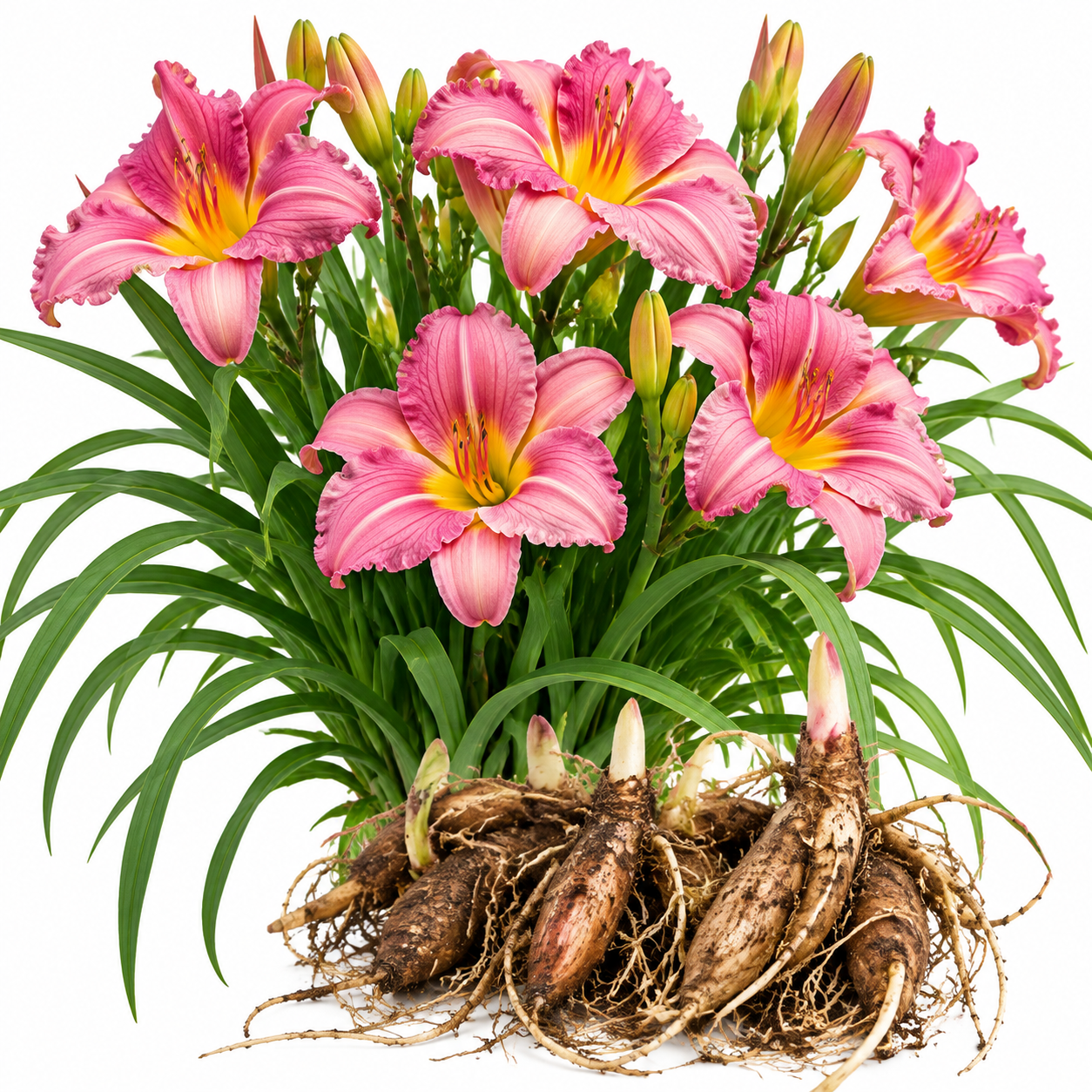 3 Pink Daylily Bulbs for Planting - Large Perennial Flower, Outdoor Garden