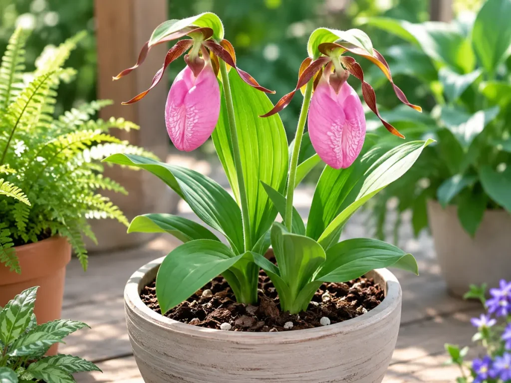 growing Lady Slipper Orchid in container