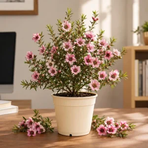 Pink Manuka Tea Plant Live Shrub – Leptospermum scoparium – 4-6 Inch Tall - Image 1