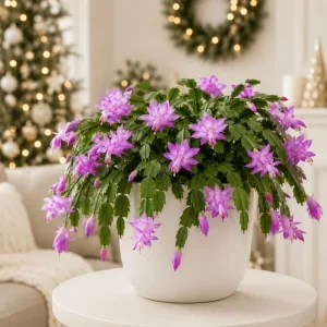 Set of 2 Purple Christmas Cactus Live Plants, 4-8 Inch Tall, Unpotted - Image 1