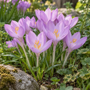 Autumn Crocus Bulbs – Colchicum Byzantium – Fall Blooming – Purple-Pink Flowers