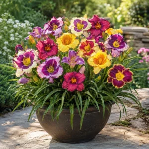 Eyezone Daylily Mix Seeds - Hemerocallis hybrida - 20 Seeds - Contrasting Eye Pattern Blooms - Image 9