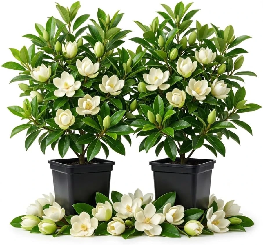 Pack of 2 Sweetbay Magnolia Live Plants - 9-18" Tall in Quart Pot, Fragrant White Flowers, Outdoor Shrub/Tree - Image 1